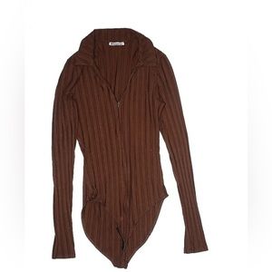 Reformation Jen Brown Ribbed Bodysuit size small